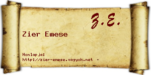 Zier Emese névjegykártya
